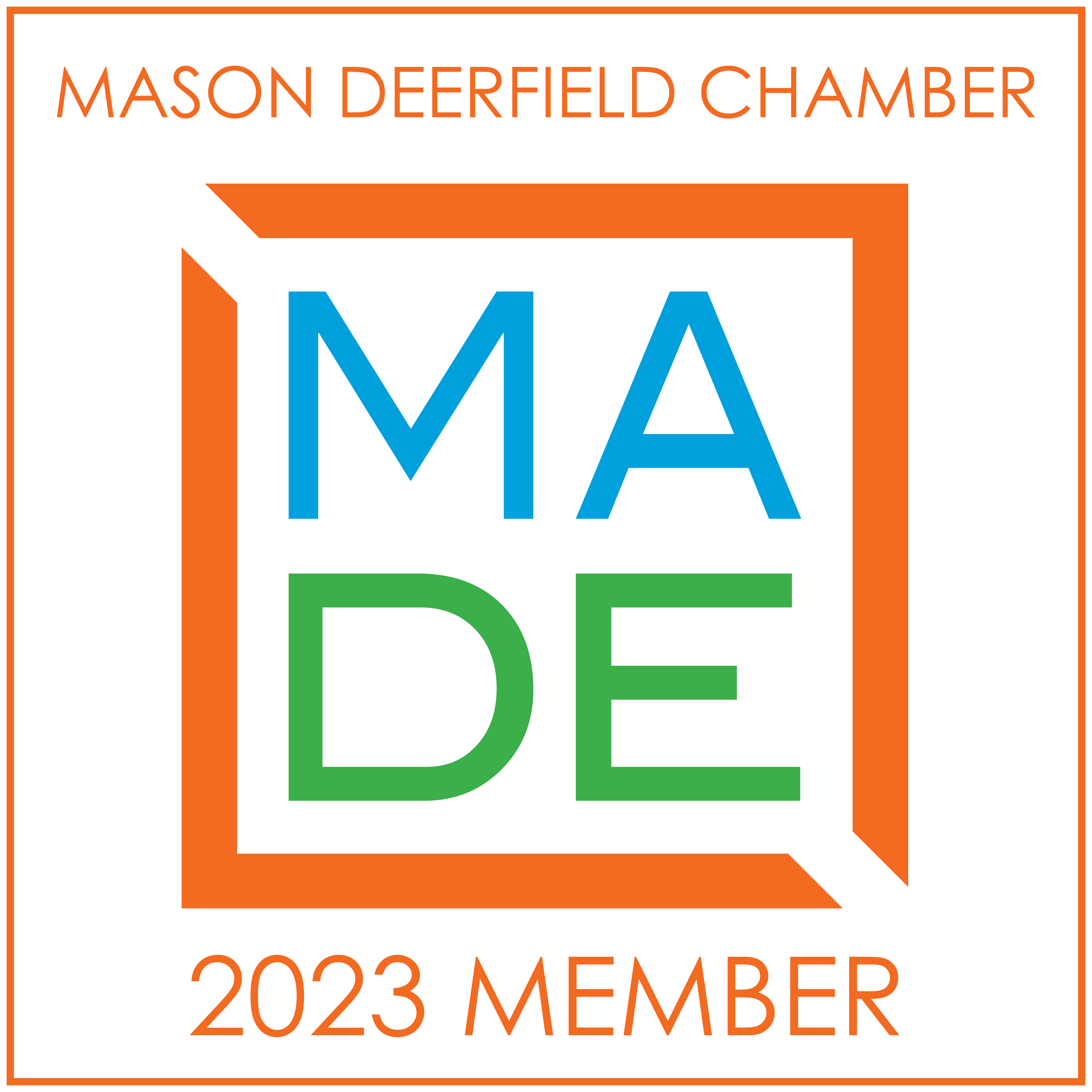 2023 membership decal for the Mason Deerfield Township Chamber of Commerce